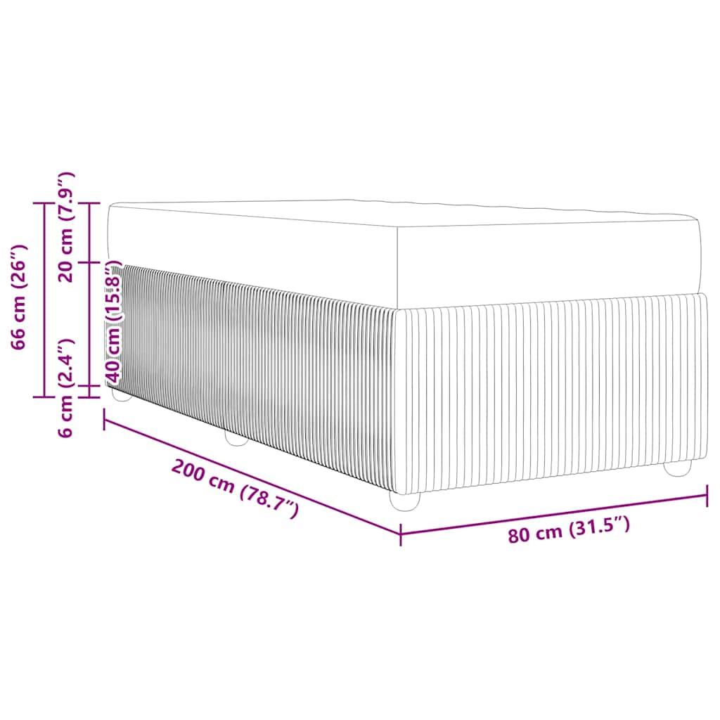 Bedframe met matras Donkergrijs 80 x 200 cm Stof is nu te koop bij PeponiXL, paradijselijk wonen!