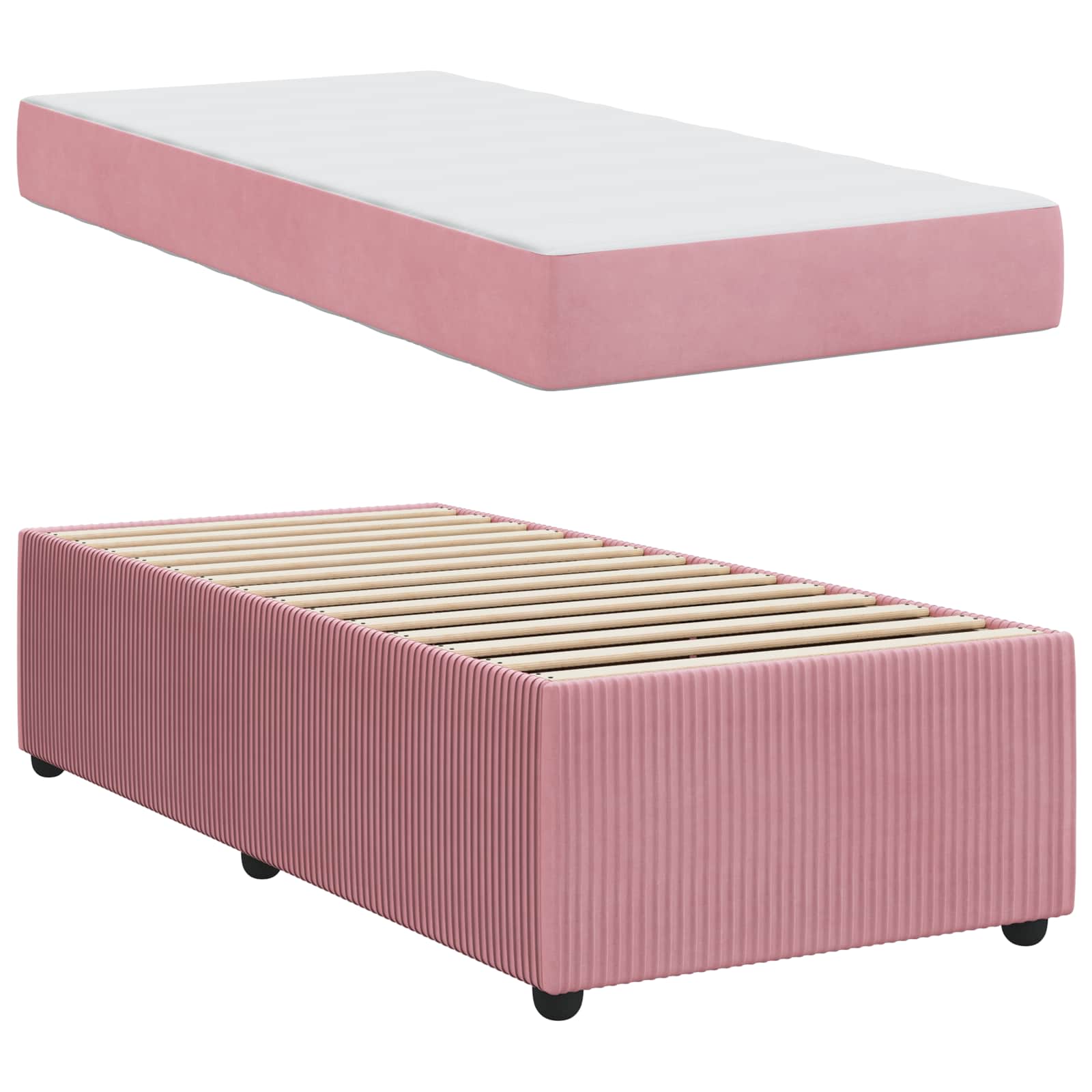 Bedframe met matras Roze 80 x 200 cm Stof is nu te koop bij PeponiXL, paradijselijk wonen!