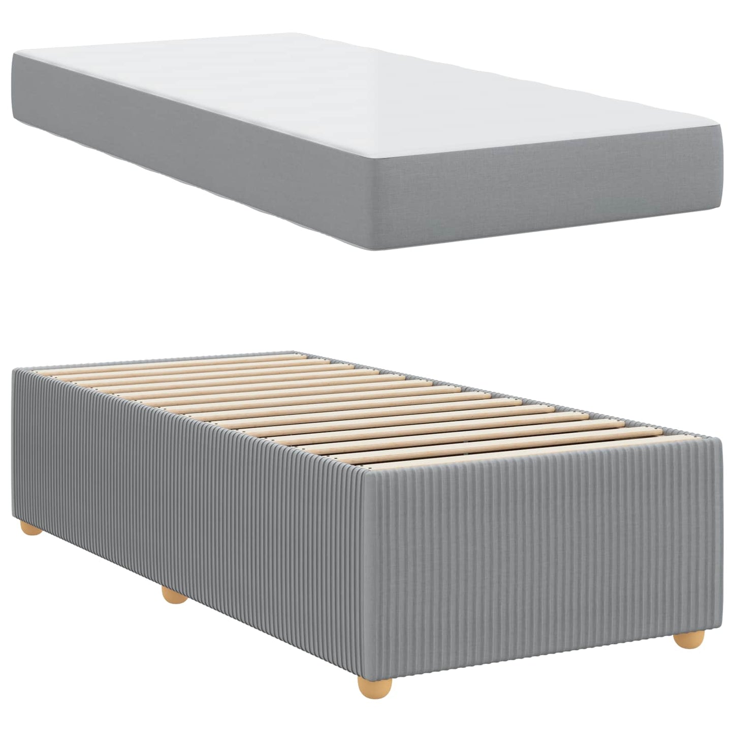 Bedframe met matras Lichtgrijs 90 x 190 cm Stof is nu te koop bij PeponiXL, paradijselijk wonen!