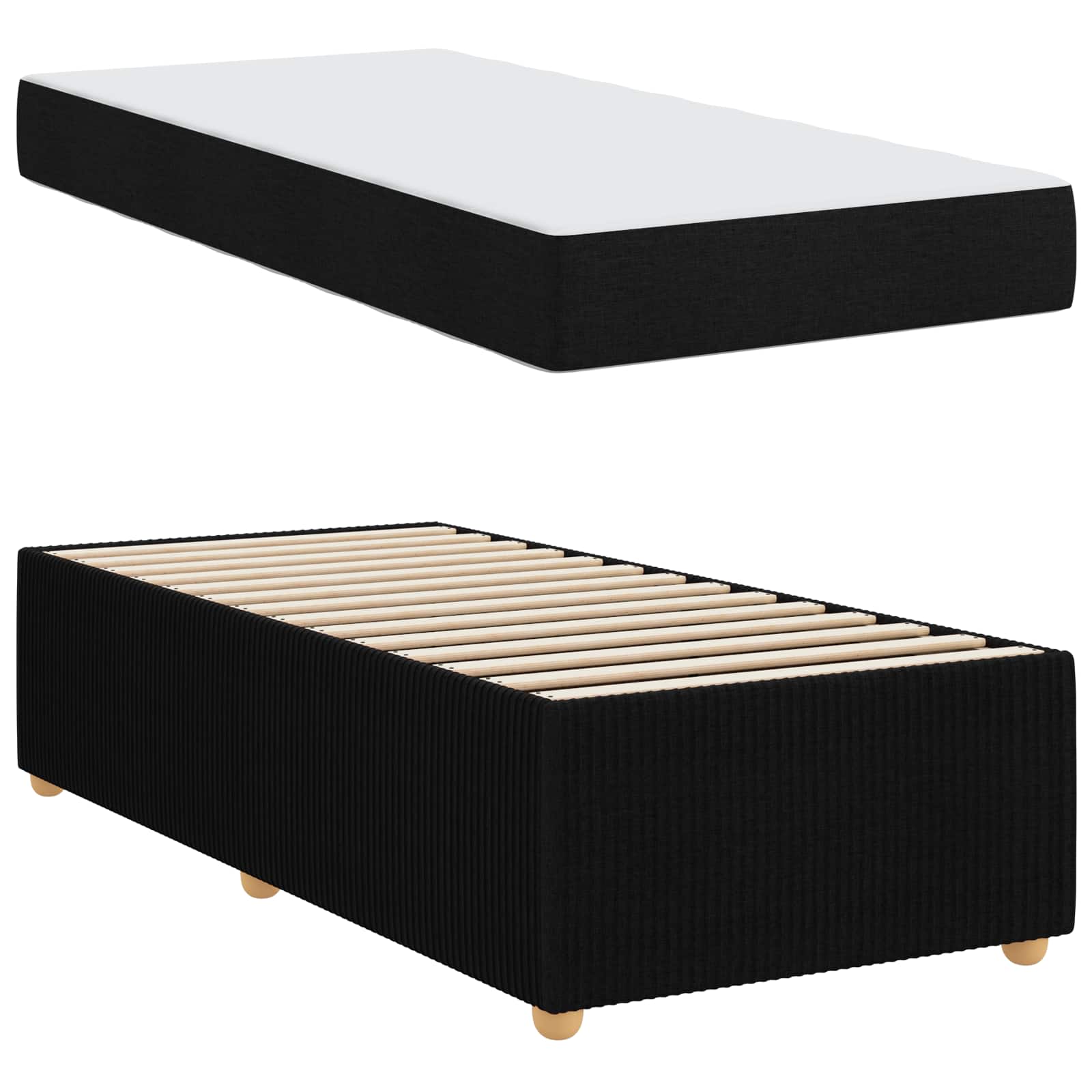 Bedframe met matras Zwart 90 x 190 cm Stof is nu te koop bij PeponiXL, paradijselijk wonen!
