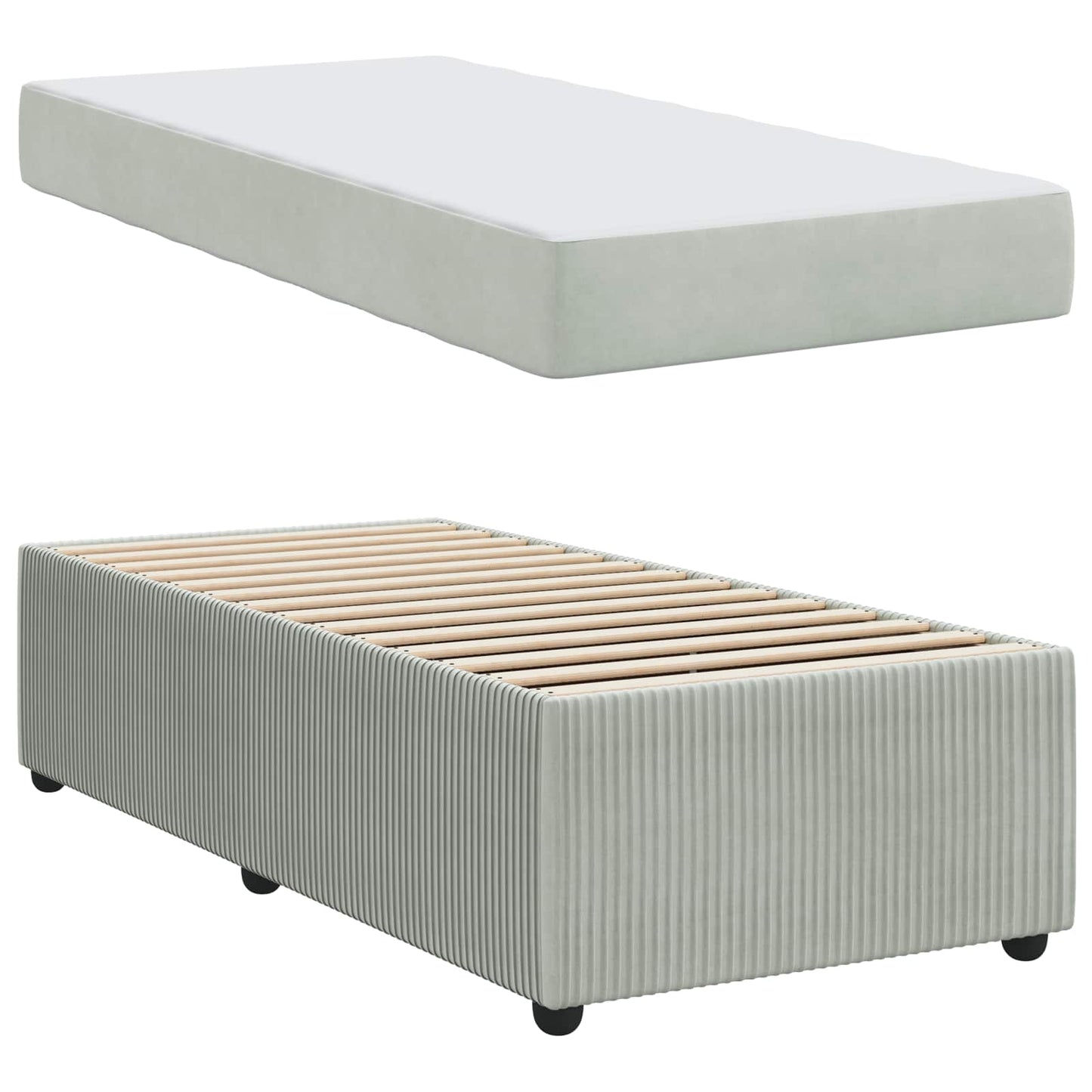 Bedframe met matras Lichtgrijs 90 x 190 cm Stof is nu te koop bij PeponiXL, paradijselijk wonen!
