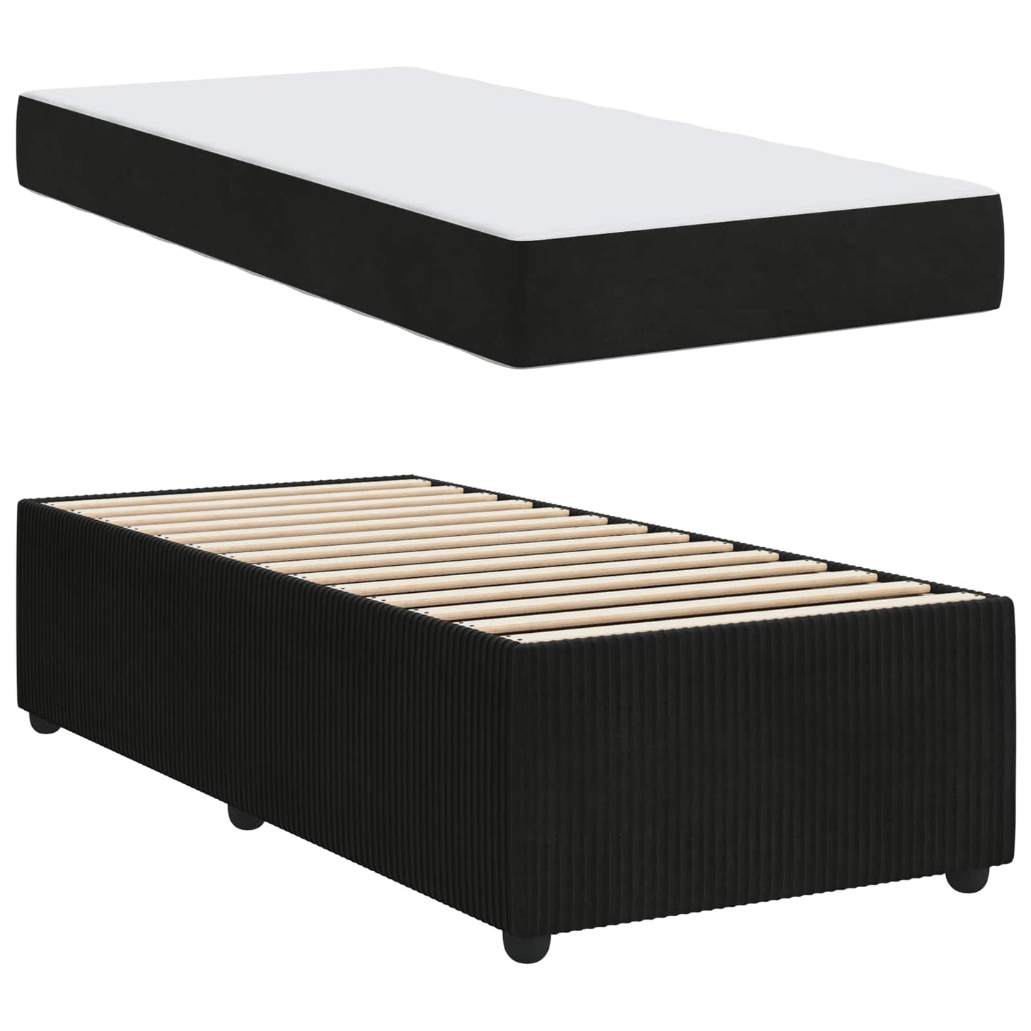 Bedframe met matras Zwart 90 x 190 cm Stof is nu te koop bij PeponiXL, paradijselijk wonen!