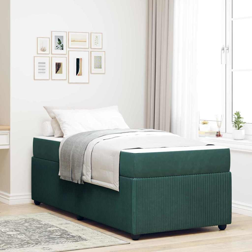 Bedframe met matras Donkergroen 90 x 190 cm Stof is nu te koop bij PeponiXL, paradijselijk wonen!