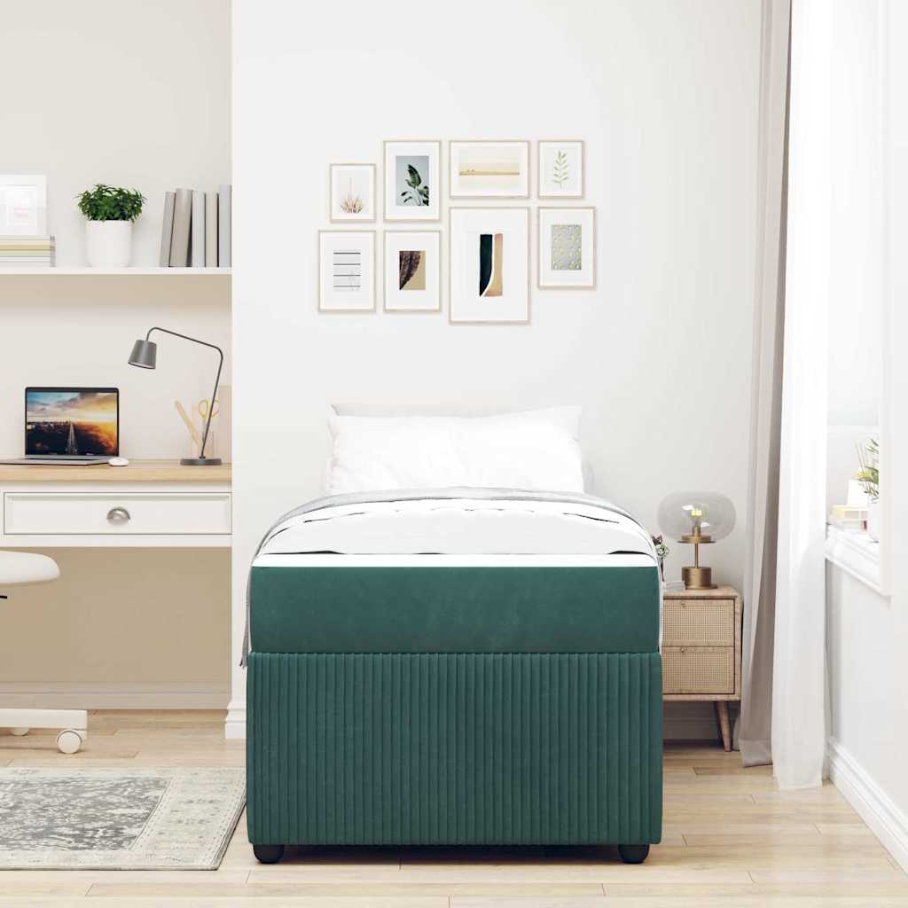 Bedframe met matras Donkergroen 90 x 190 cm Stof is nu te koop bij PeponiXL, paradijselijk wonen!