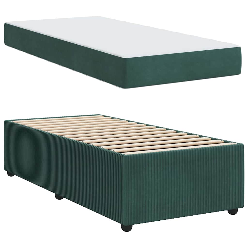 Bedframe met matras Donkergroen 90 x 190 cm Stof is nu te koop bij PeponiXL, paradijselijk wonen!