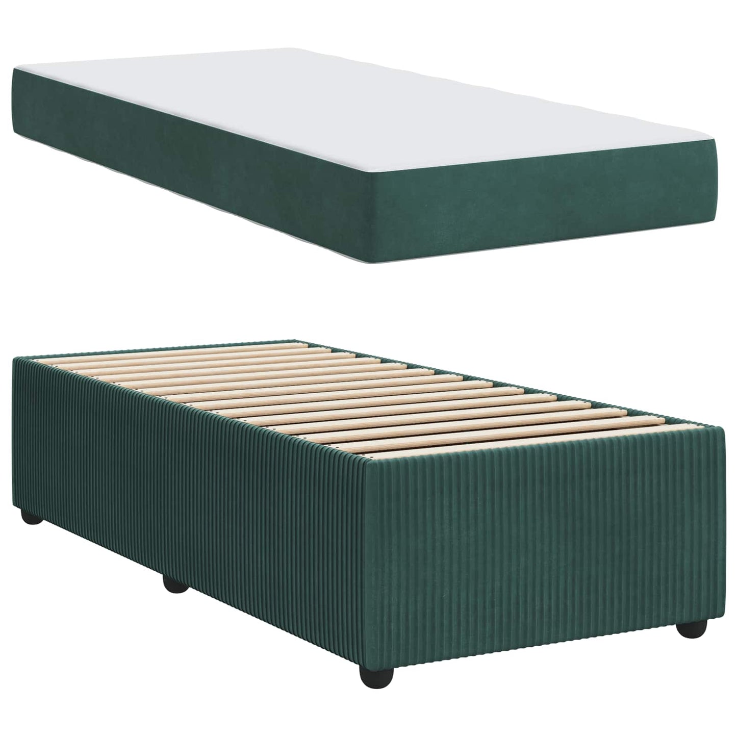 Bedframe met matras Donkergroen 90 x 190 cm Stof is nu te koop bij PeponiXL, paradijselijk wonen!