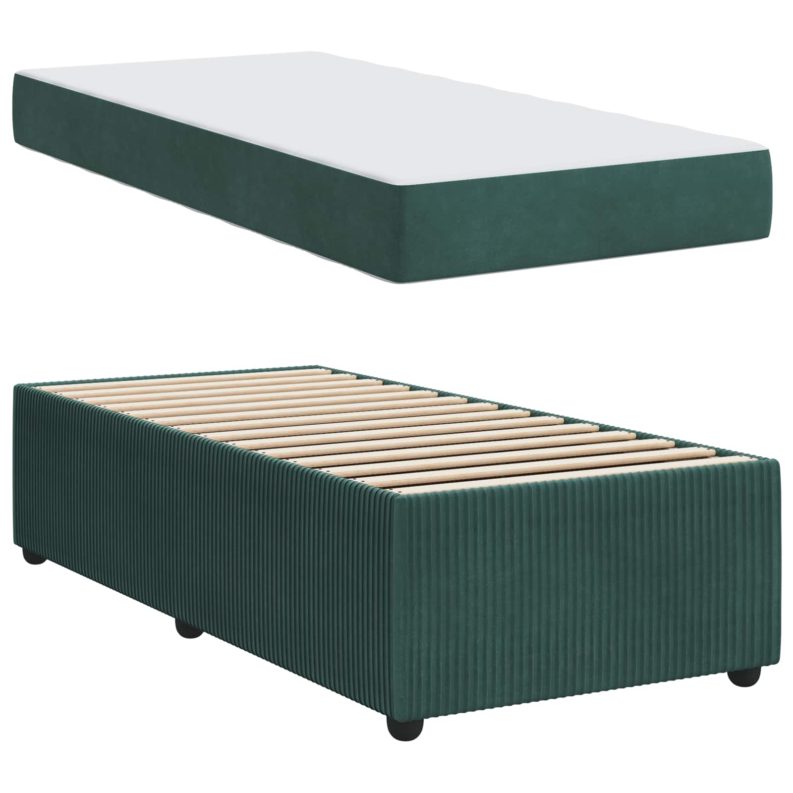 Bedframe met matras Donkergroen 90 x 190 cm Stof is nu te koop bij PeponiXL, paradijselijk wonen!