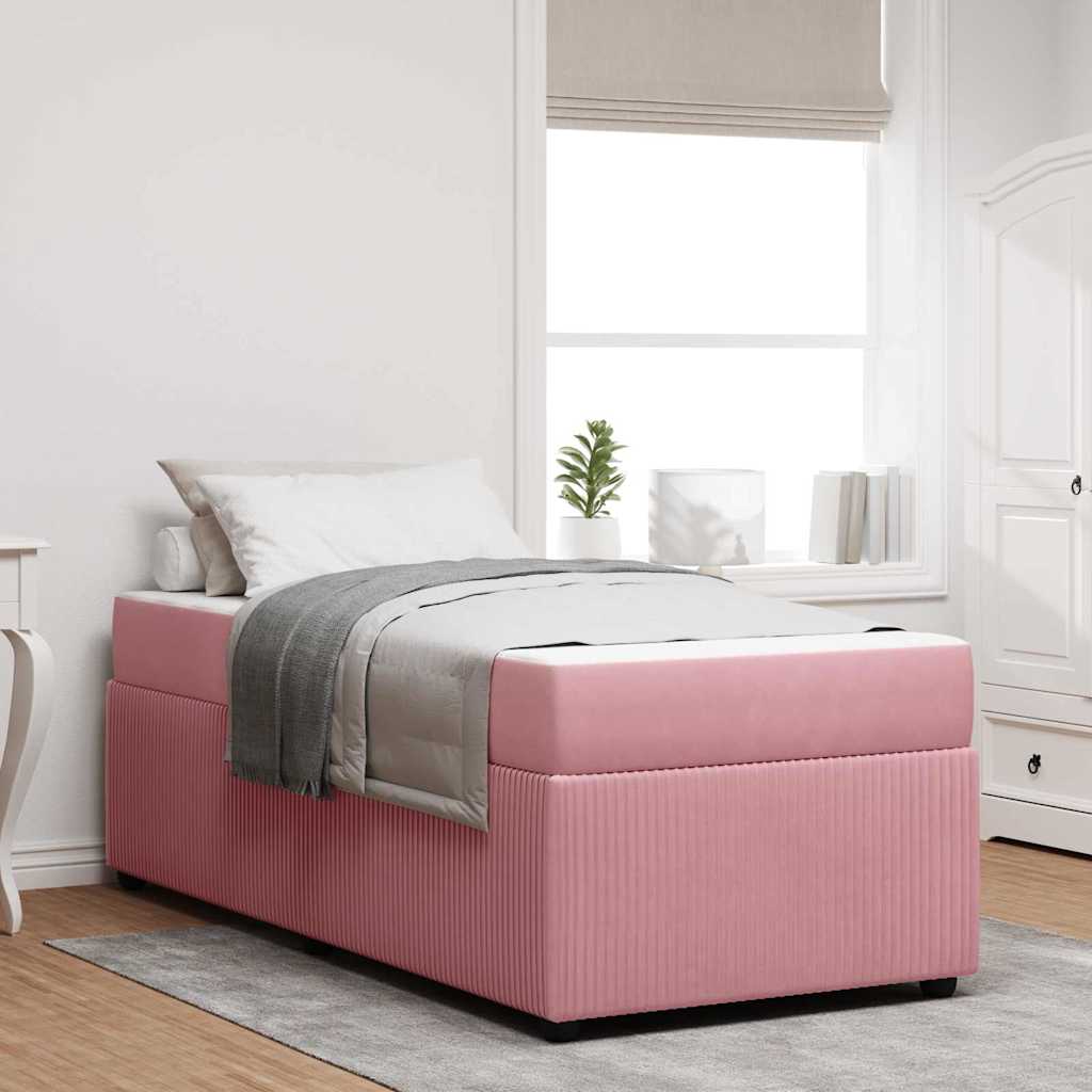 Bedframe met matras Roze 90 x 190 cm Stof is nu te koop bij PeponiXL, paradijselijk wonen!