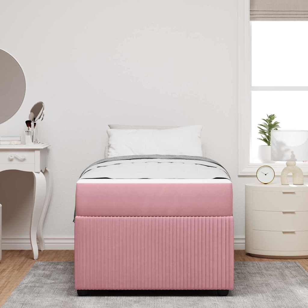 Bedframe met matras Roze 90 x 190 cm Stof is nu te koop bij PeponiXL, paradijselijk wonen!