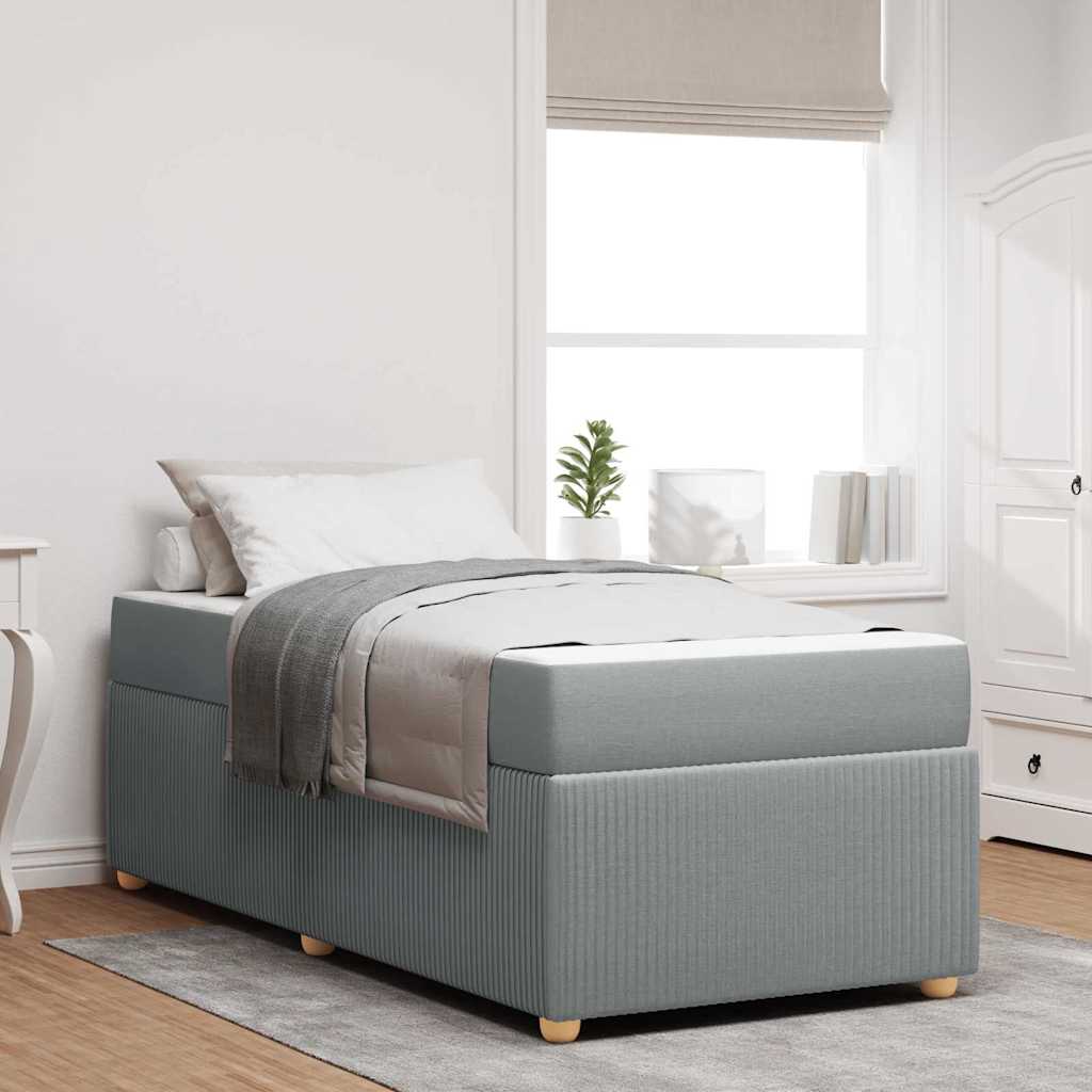 Bedframe met matras Lichtgrijs 90 x 200 cm Stof is nu te koop bij PeponiXL, paradijselijk wonen!
