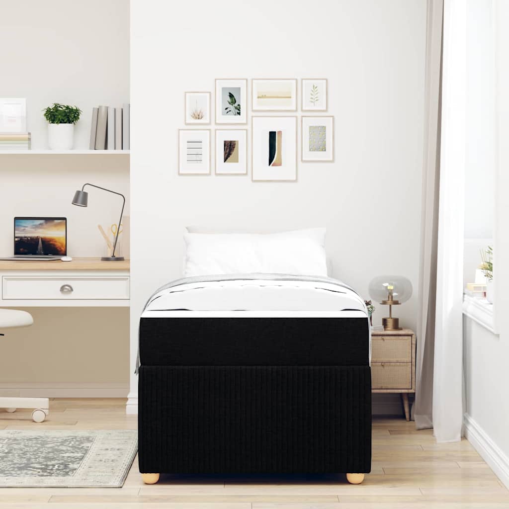 Bedframe met matras Zwart 90 x 200 cm Stof is nu te koop bij PeponiXL, paradijselijk wonen!