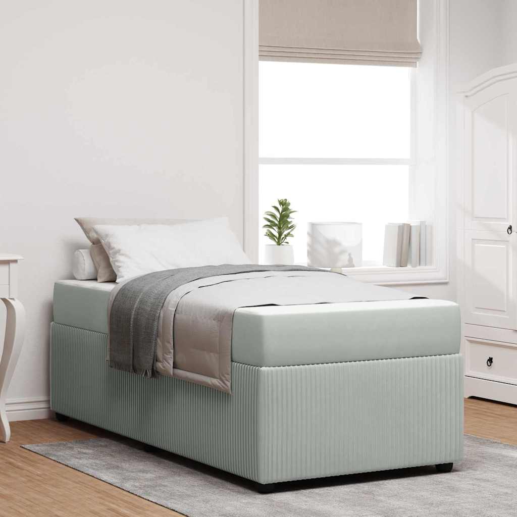 Bedframe met matras Lichtgrijs 90 x 200 cm Stof is nu te koop bij PeponiXL, paradijselijk wonen!
