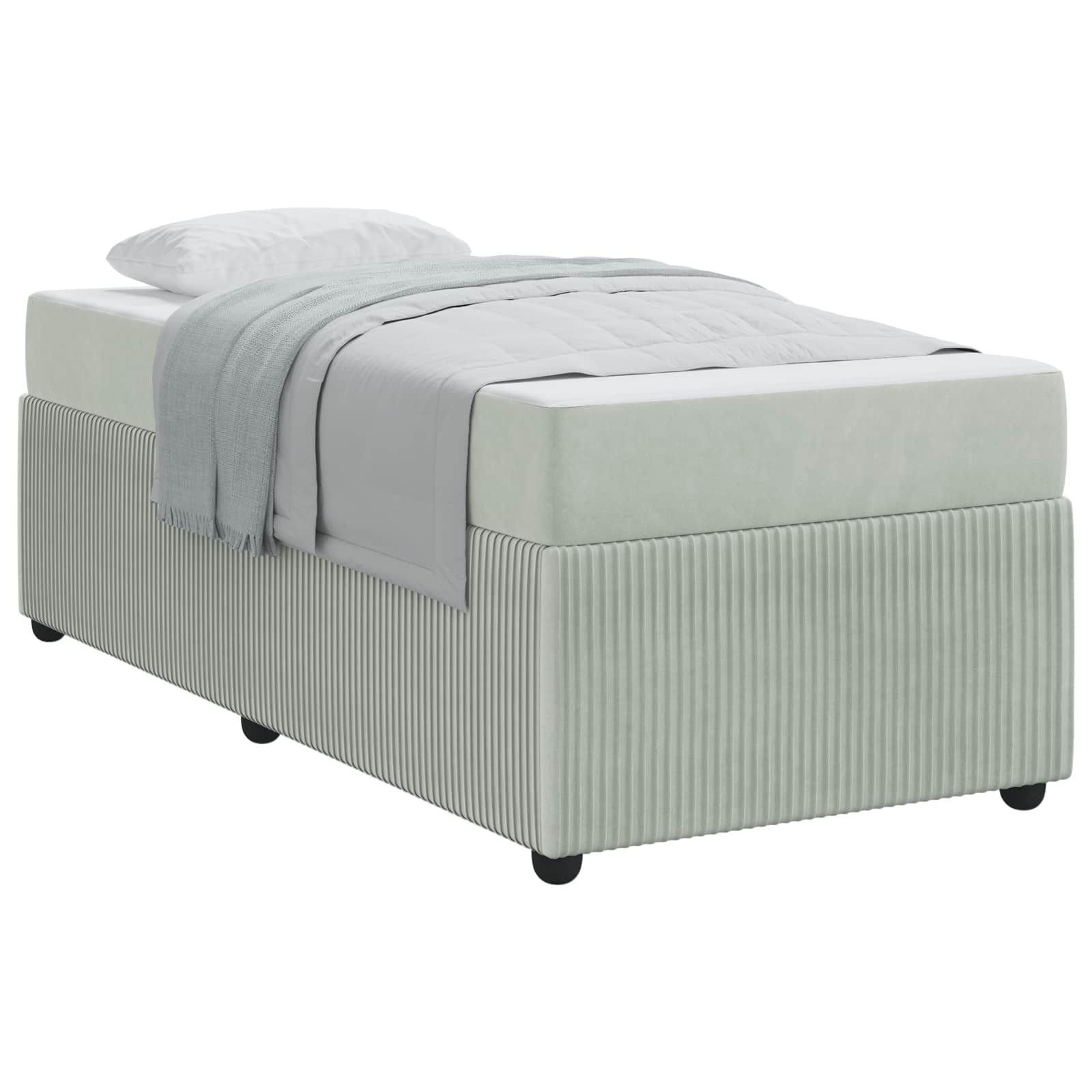 Bedframe met matras Lichtgrijs 90 x 200 cm Stof is nu te koop bij PeponiXL, paradijselijk wonen!