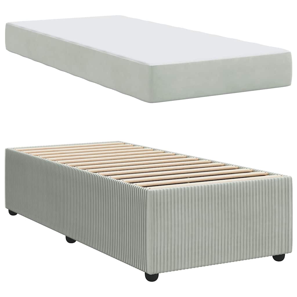 Bedframe met matras Lichtgrijs 90 x 200 cm Stof is nu te koop bij PeponiXL, paradijselijk wonen!