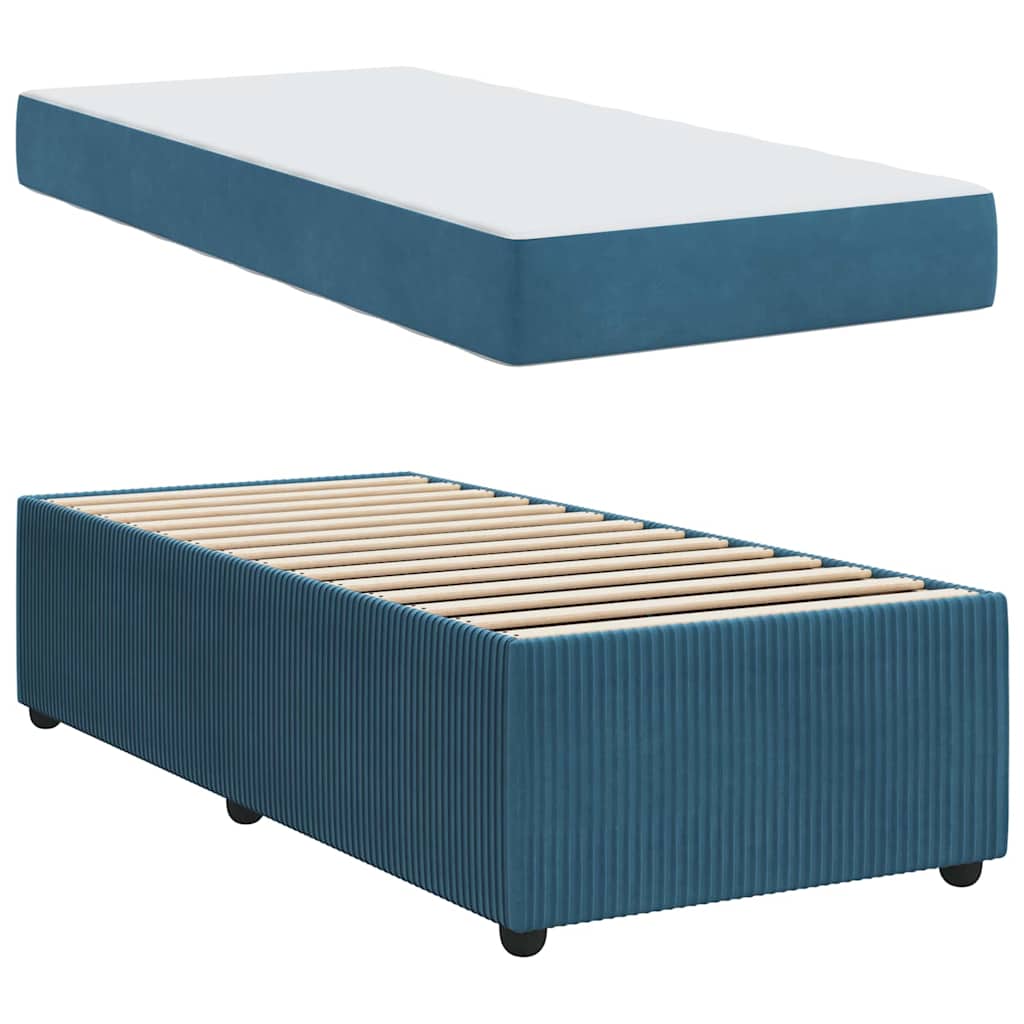 Bedframe met matras Blauw 90 x 200 cm Stof is nu te koop bij PeponiXL, paradijselijk wonen!