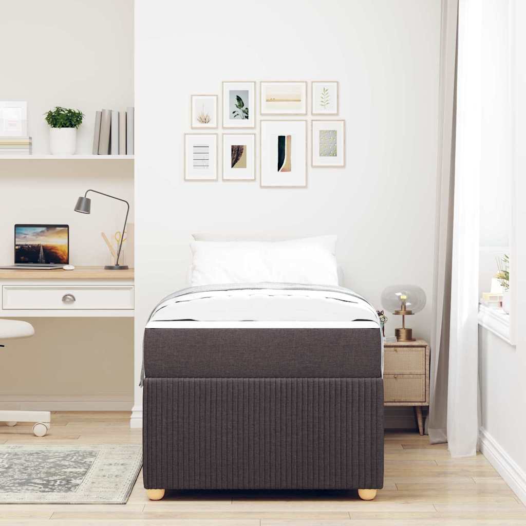 Bedframe met matras Donkerbruin 100 x 200 cm Stof is nu te koop bij PeponiXL, paradijselijk wonen!