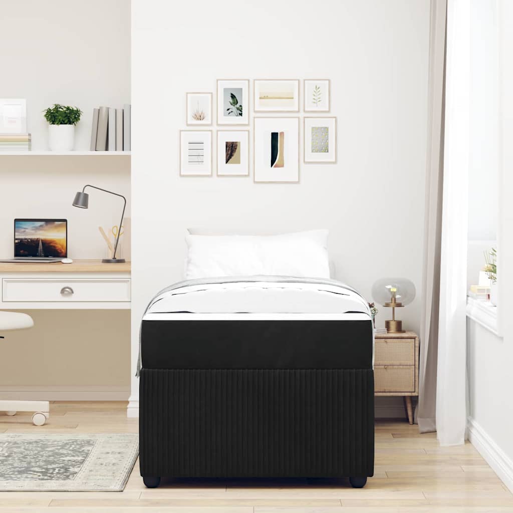 Bedframe met matras Zwart 100 x 200 cm Stof is nu te koop bij PeponiXL, paradijselijk wonen!