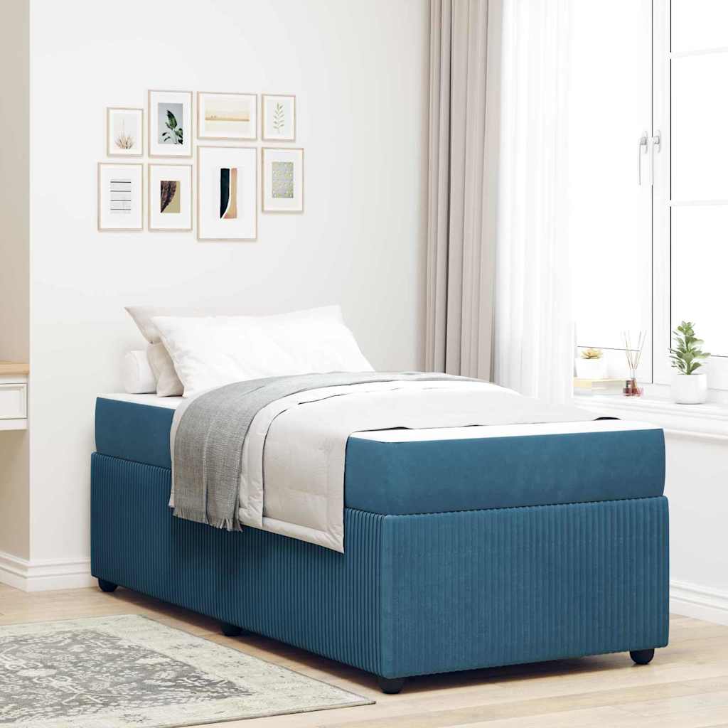 Bedframe met matras Blauw 100 x 200 cm Stof is nu te koop bij PeponiXL, paradijselijk wonen!