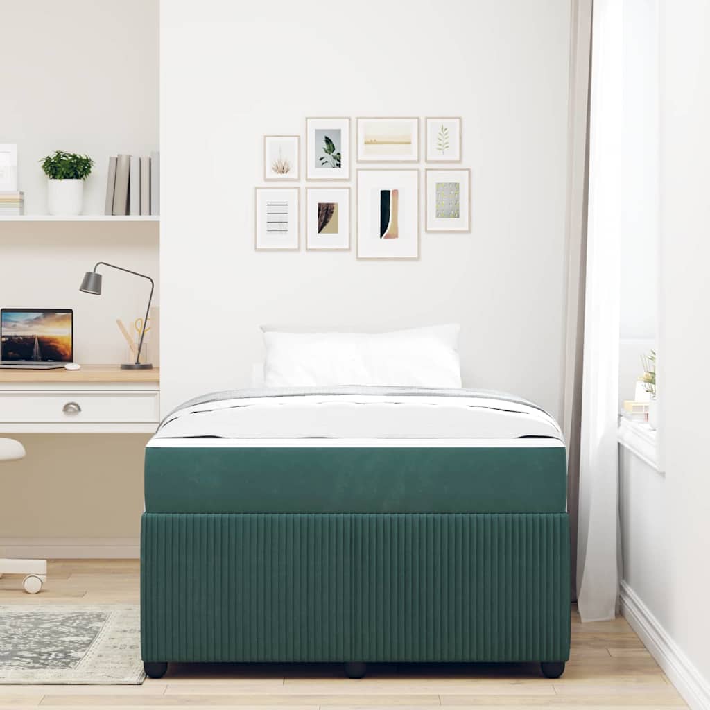 Bedframe met matras Donkergroen 120 x 190 cm Stof is nu te koop bij PeponiXL, paradijselijk wonen!
