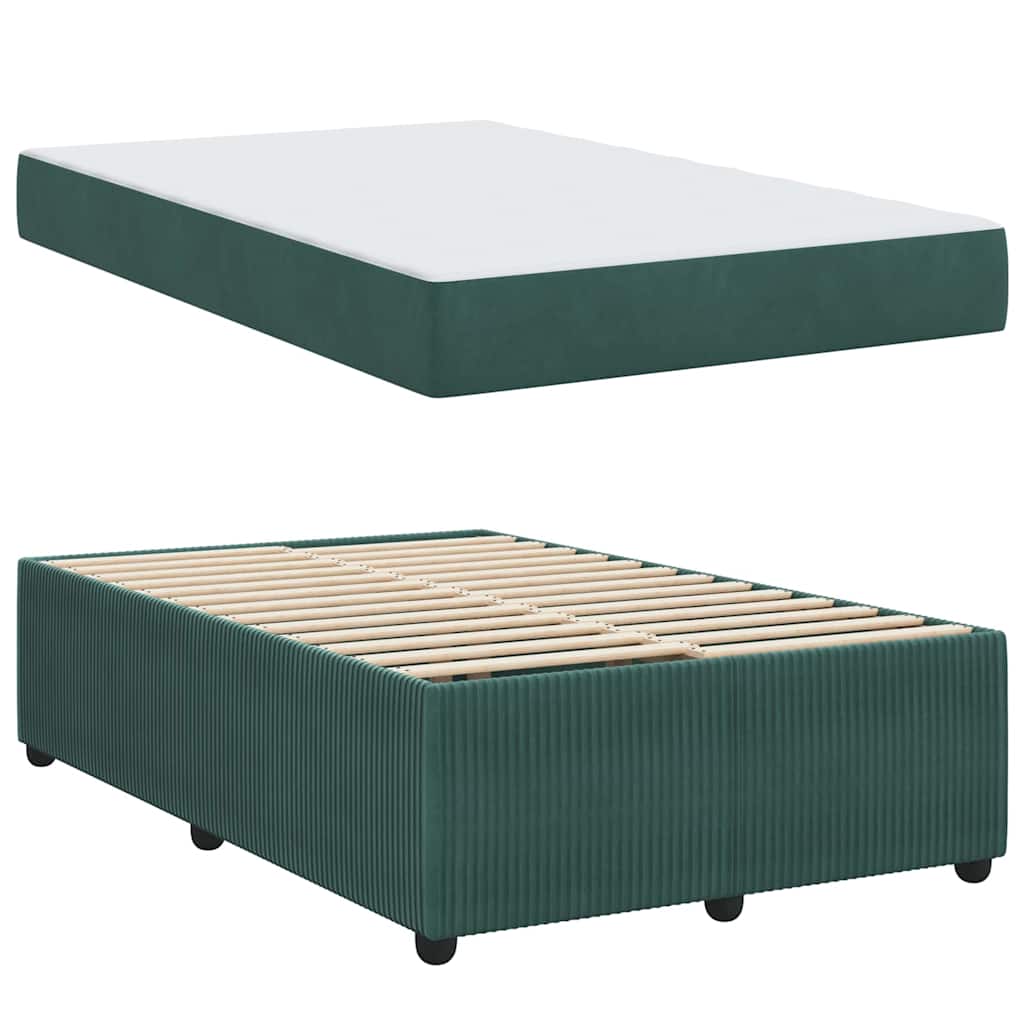 Bedframe met matras Donkergroen 120 x 190 cm Stof is nu te koop bij PeponiXL, paradijselijk wonen!