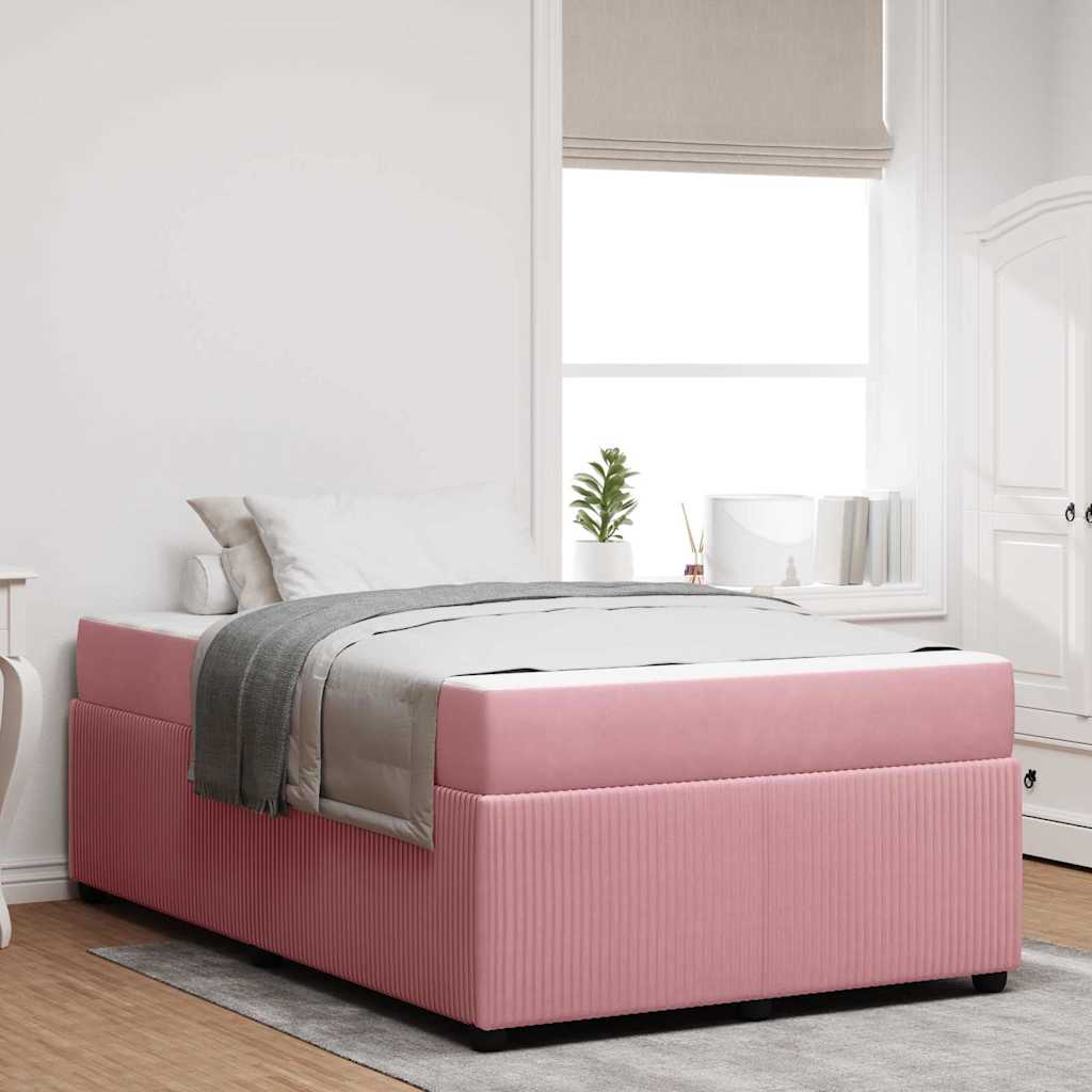 Bedframe met matras Roze 120 x 200 cm Stof is nu te koop bij PeponiXL, paradijselijk wonen!