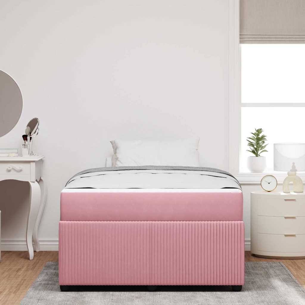Bedframe met matras Roze 120 x 200 cm Stof is nu te koop bij PeponiXL, paradijselijk wonen!