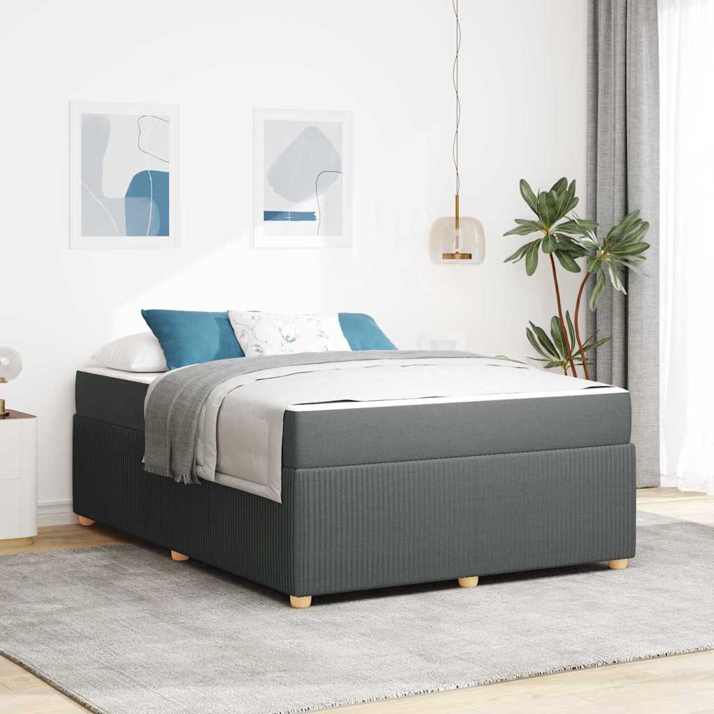 Bedframe met matras Donkergrijs 140 x 200 cm Stof is nu te koop bij PeponiXL, paradijselijk wonen!