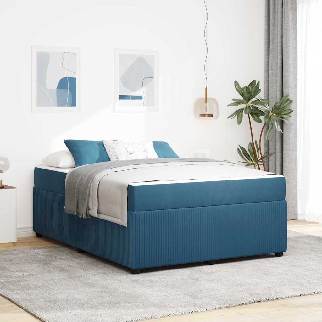 Bedframe met matras Blauw 140 x 200 cm Stof is nu te koop bij PeponiXL, paradijselijk wonen!
