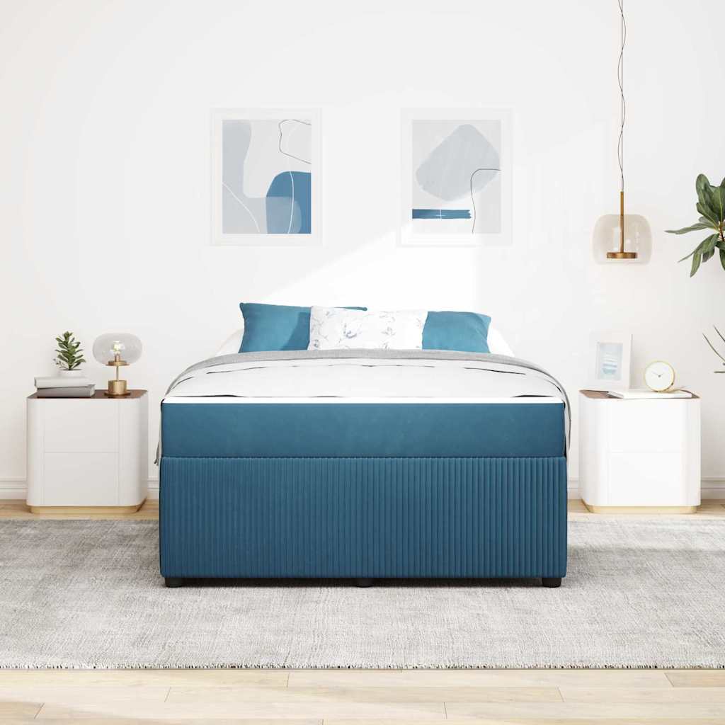 Bedframe met matras Blauw 140 x 200 cm Stof is nu te koop bij PeponiXL, paradijselijk wonen!