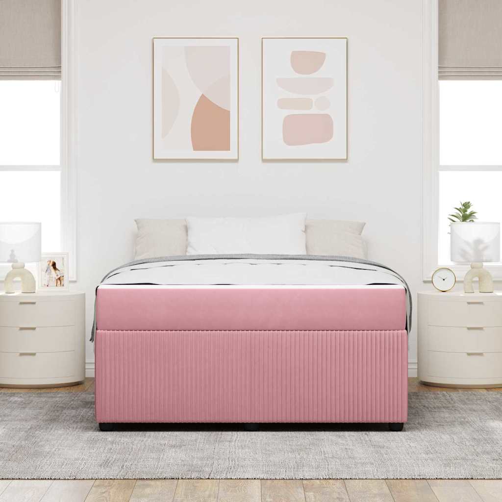 Bedframe met matras Roze 140 x 200 cm Stof is nu te koop bij PeponiXL, paradijselijk wonen!