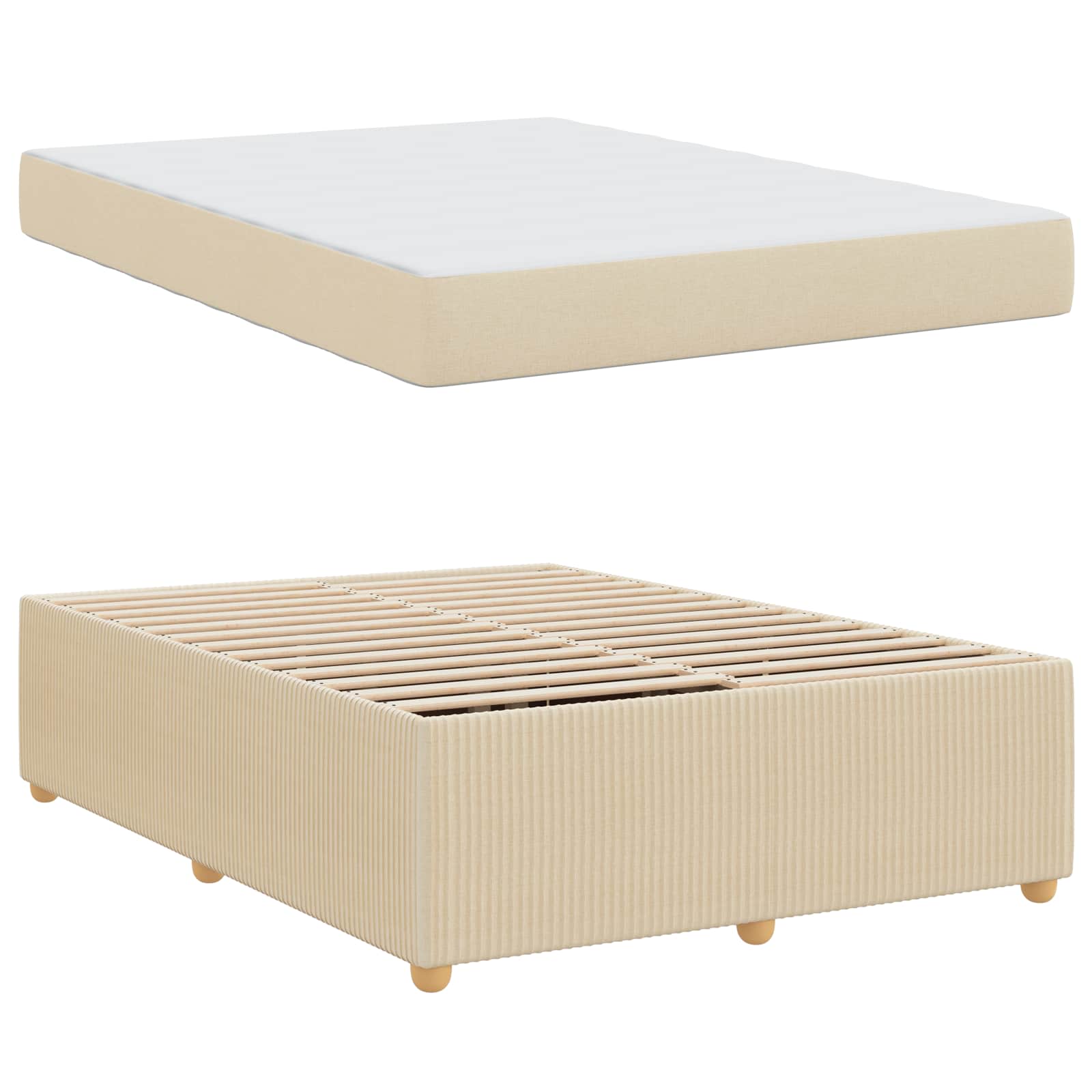 Bedframe met matras Crème 160 x 200 cm Stof is nu te koop bij PeponiXL, paradijselijk wonen!