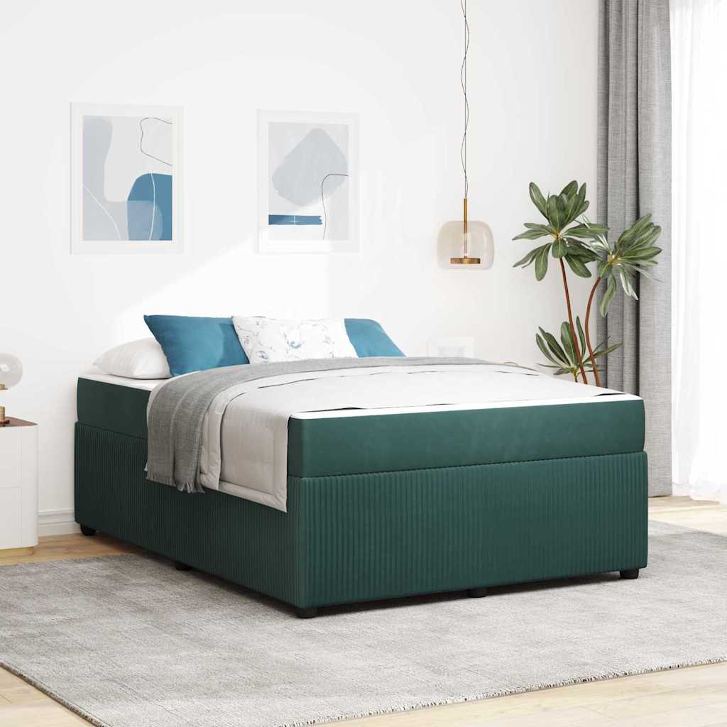 Bedframe met matras Donkergroen 160 x 200 cm Stof is nu te koop bij PeponiXL, paradijselijk wonen!