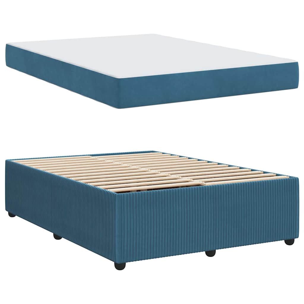 Bedframe met matras Blauw 160 x 200 cm Stof is nu te koop bij PeponiXL, paradijselijk wonen!