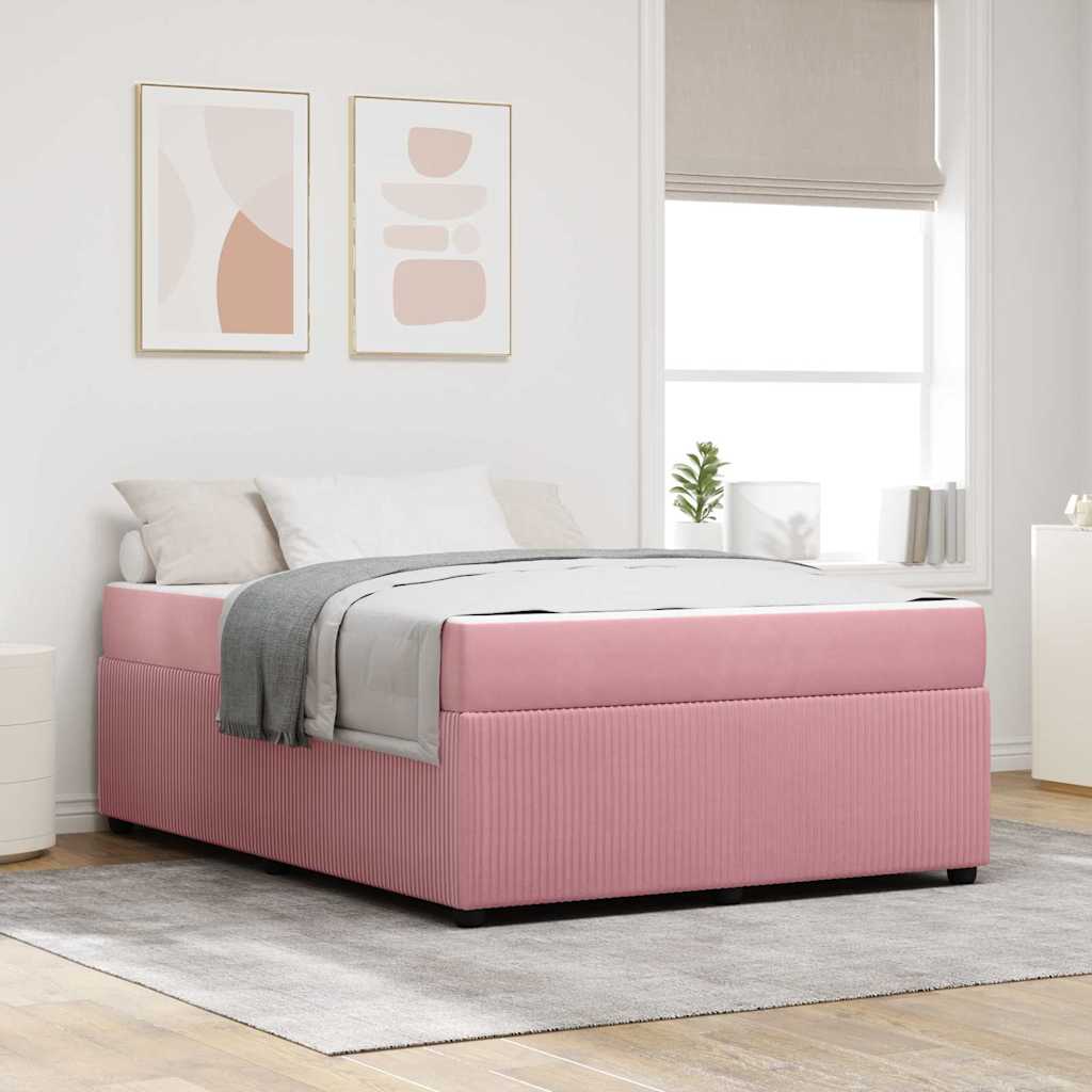 Bedframe met matras Roze 160 x 200 cm Stof is nu te koop bij PeponiXL, paradijselijk wonen!