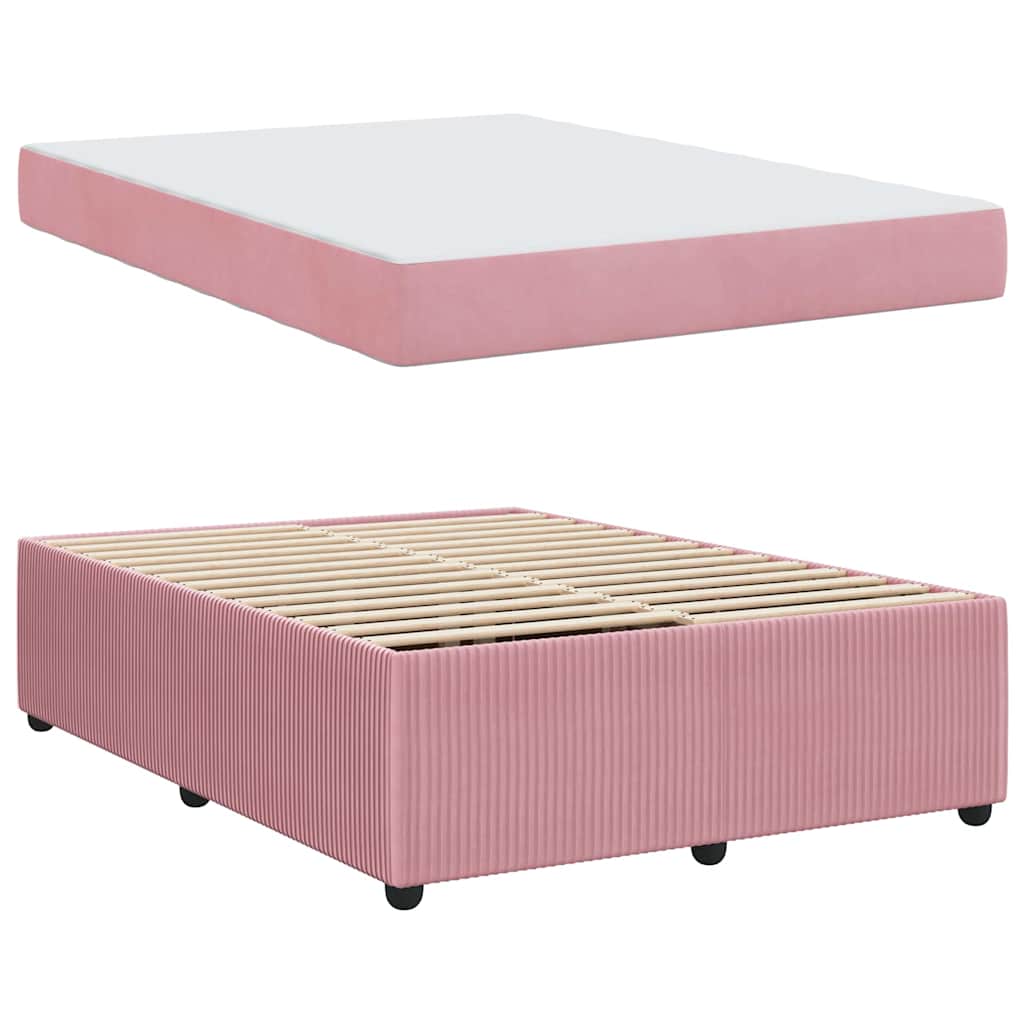 Bedframe met matras Roze 160 x 200 cm Stof is nu te koop bij PeponiXL, paradijselijk wonen!