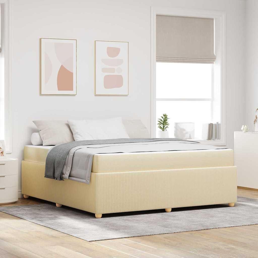Bedframe met matras Crème 180 x 200 cm Stof is nu te koop bij PeponiXL, paradijselijk wonen!