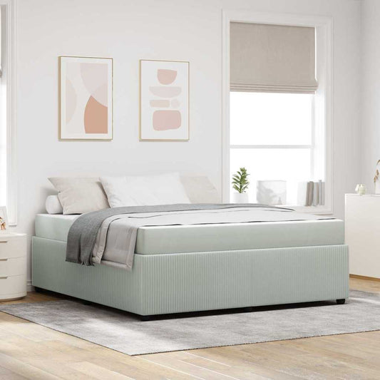 Bedframe met matras Lichtgrijs 180 x 200 cm Stof is nu te koop bij PeponiXL, paradijselijk wonen!