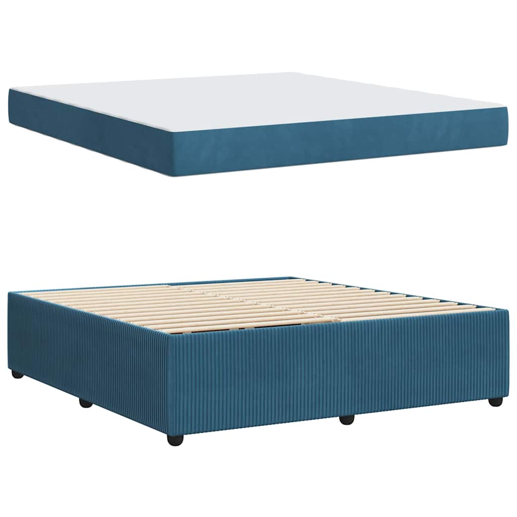 Bedframe met matras Blauw 180 x 200 cm Stof is nu te koop bij PeponiXL, paradijselijk wonen!