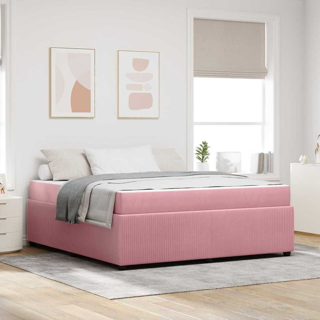 Bedframe met matras Roze 180 x 200 cm Stof is nu te koop bij PeponiXL, paradijselijk wonen!
