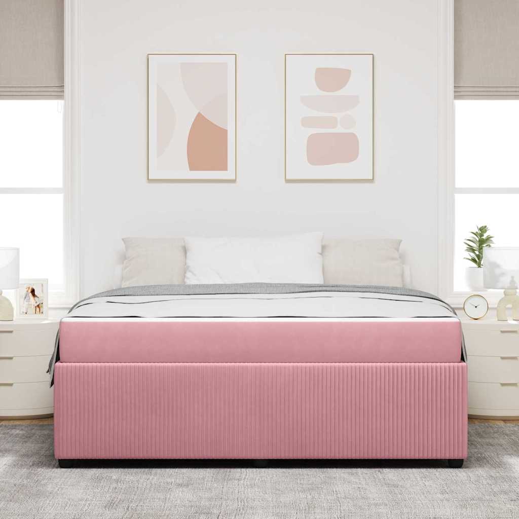 Bedframe met matras Roze 180 x 200 cm Stof is nu te koop bij PeponiXL, paradijselijk wonen!