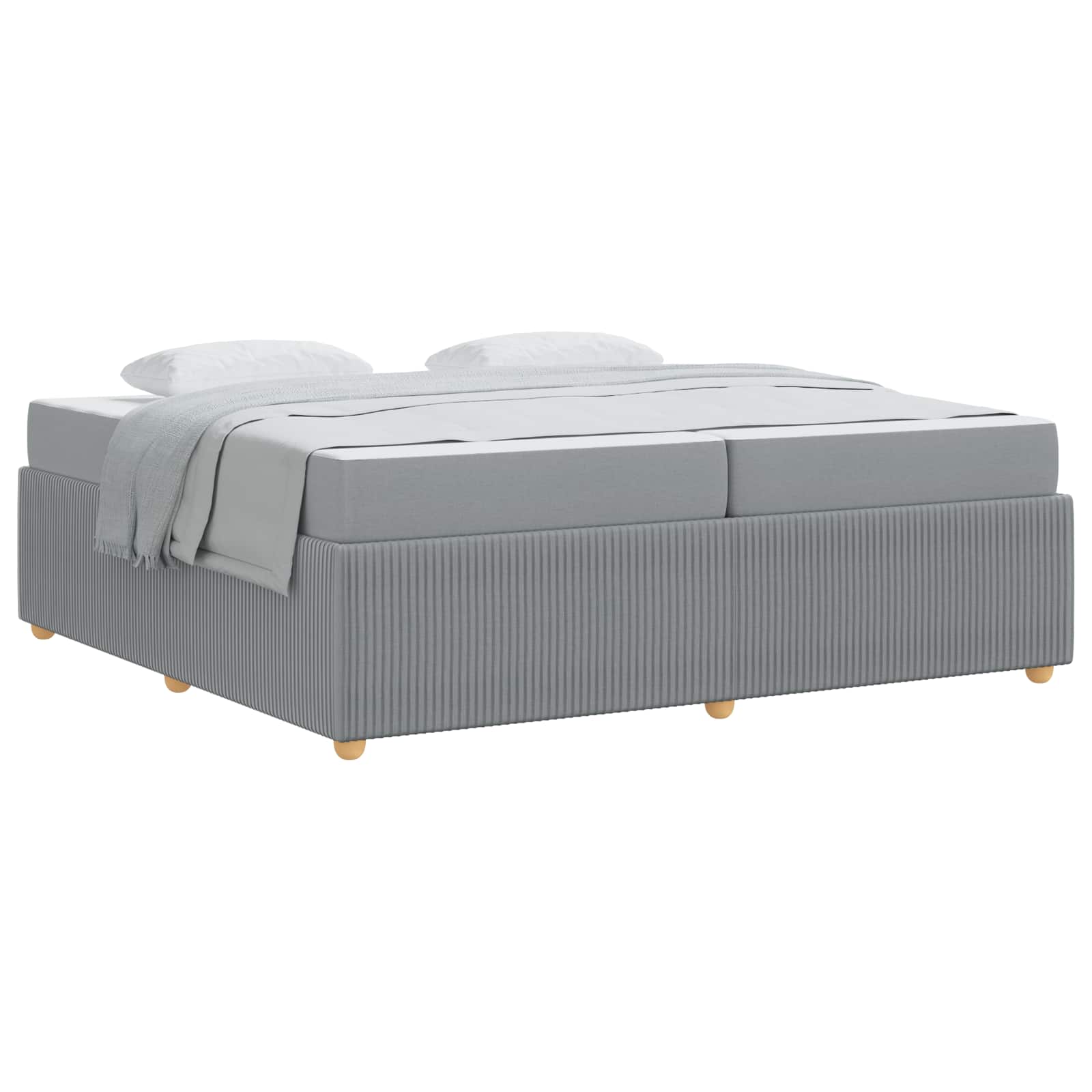 Bedframe met matras Lichtgrijs 200 x 200 cm Stof is nu te koop bij PeponiXL, paradijselijk wonen!