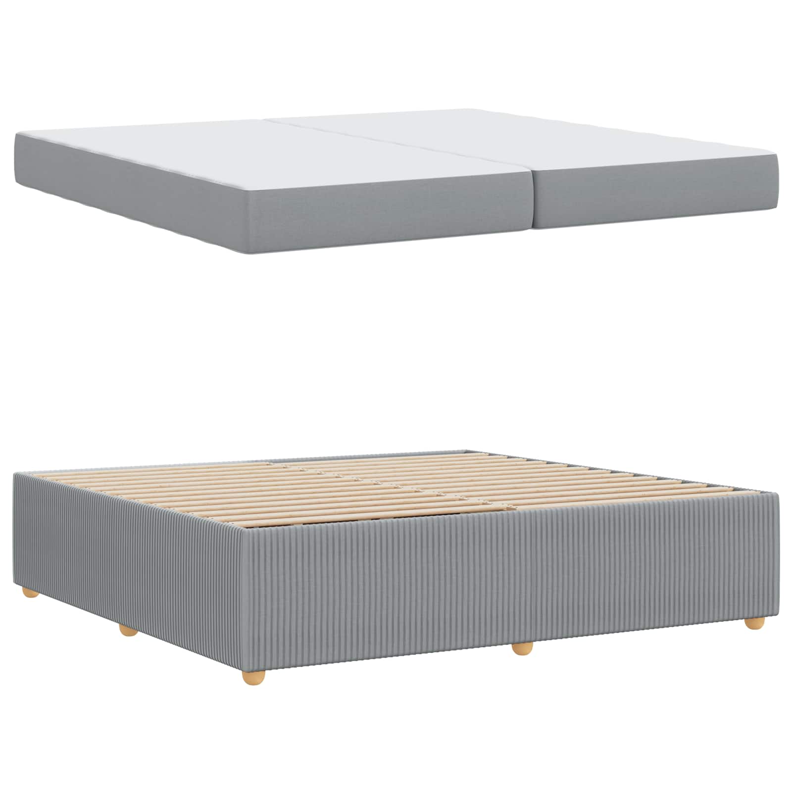 Bedframe met matras Lichtgrijs 200 x 200 cm Stof is nu te koop bij PeponiXL, paradijselijk wonen!