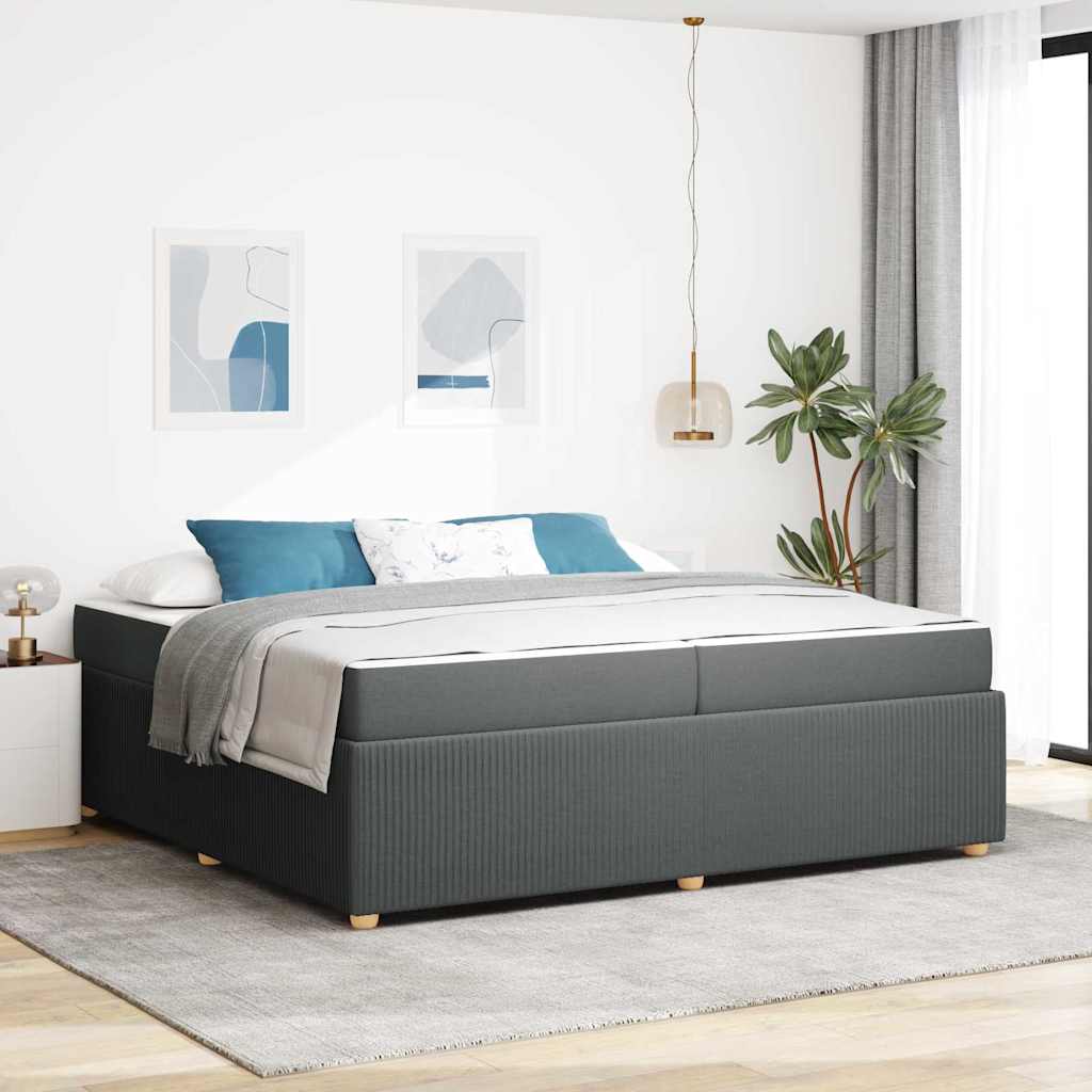 Bedframe met matras Donkergrijs 200 x 200 cm Stof is nu te koop bij PeponiXL, paradijselijk wonen!