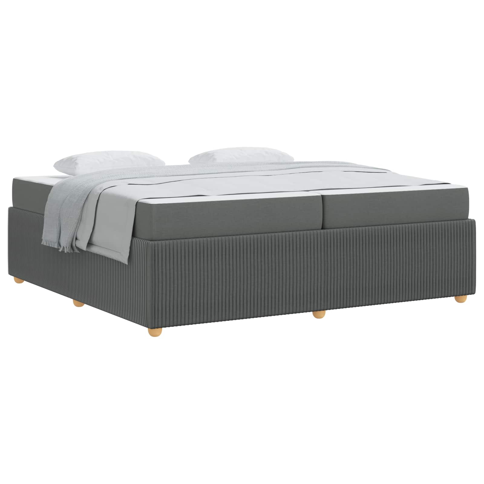 Bedframe met matras Donkergrijs 200 x 200 cm Stof is nu te koop bij PeponiXL, paradijselijk wonen!