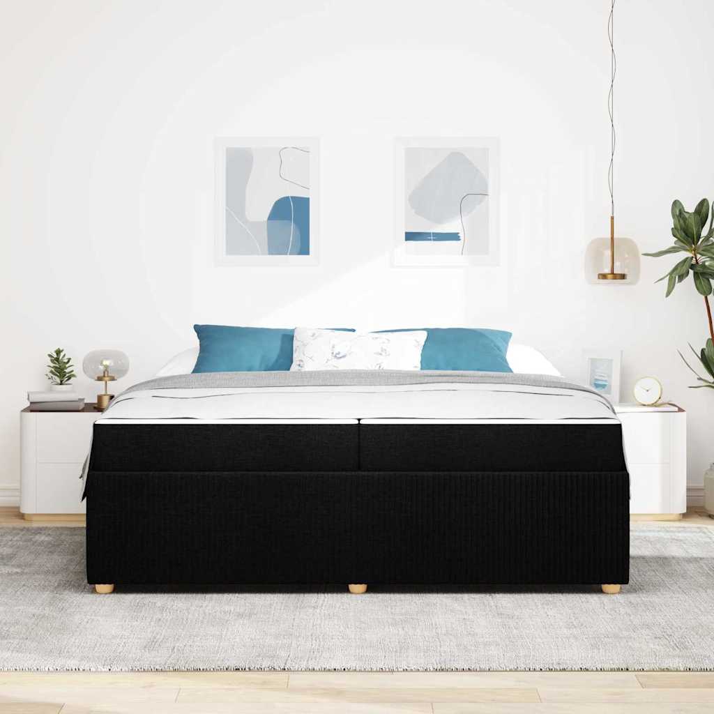 Bedframe met matras Zwart 200 x 200 cm Stof is nu te koop bij PeponiXL, paradijselijk wonen!