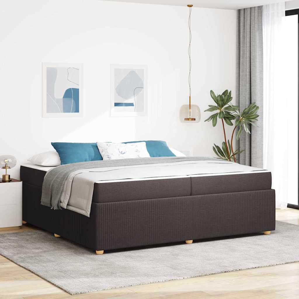 Bedframe met matras Donkerbruin 200 x 200 cm Stof is nu te koop bij PeponiXL, paradijselijk wonen!