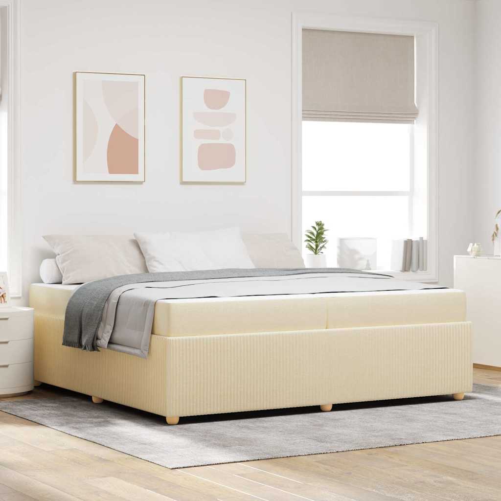 Bedframe met matras Crème 200 x 200 cm Stof is nu te koop bij PeponiXL, paradijselijk wonen!