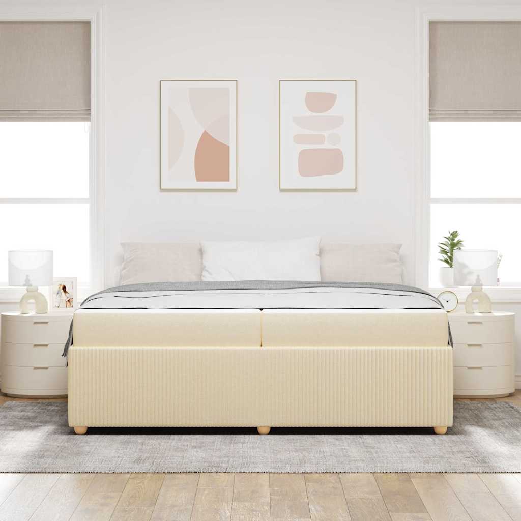 Bedframe met matras Crème 200 x 200 cm Stof is nu te koop bij PeponiXL, paradijselijk wonen!