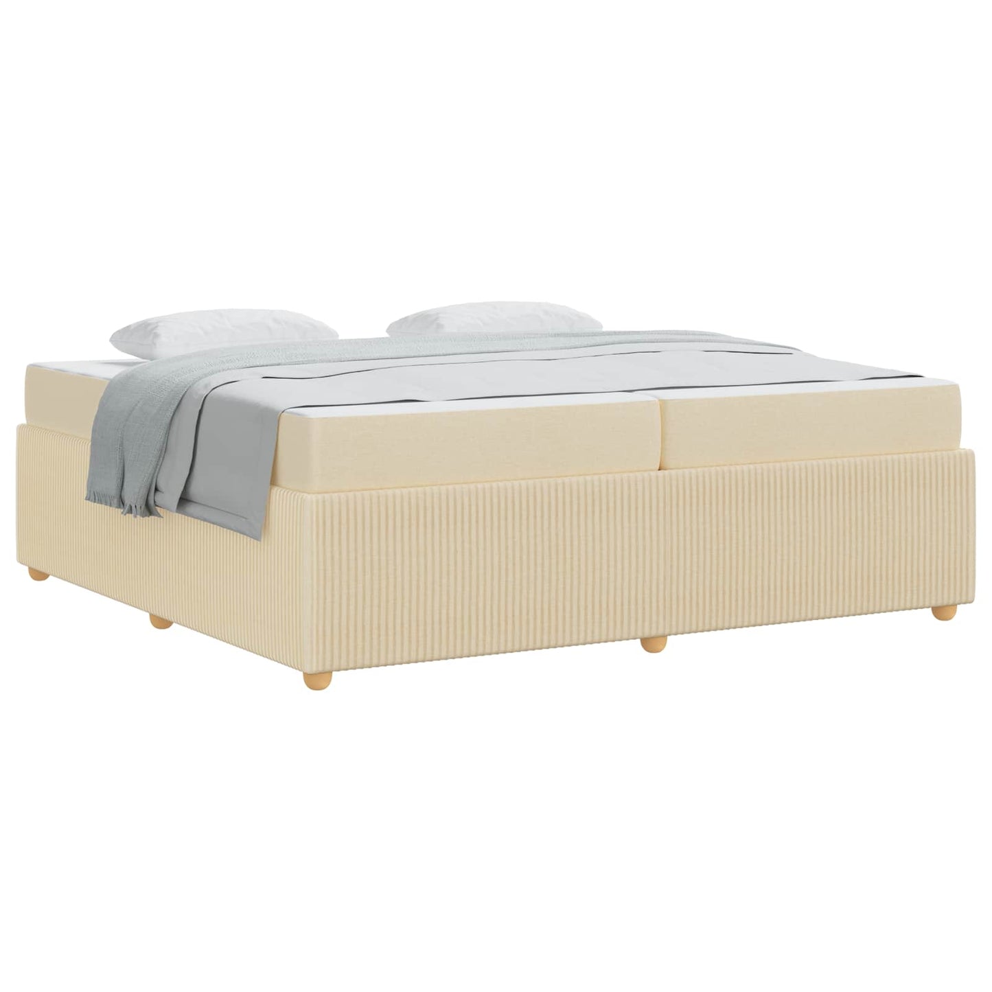Bedframe met matras Crème 200 x 200 cm Stof is nu te koop bij PeponiXL, paradijselijk wonen!