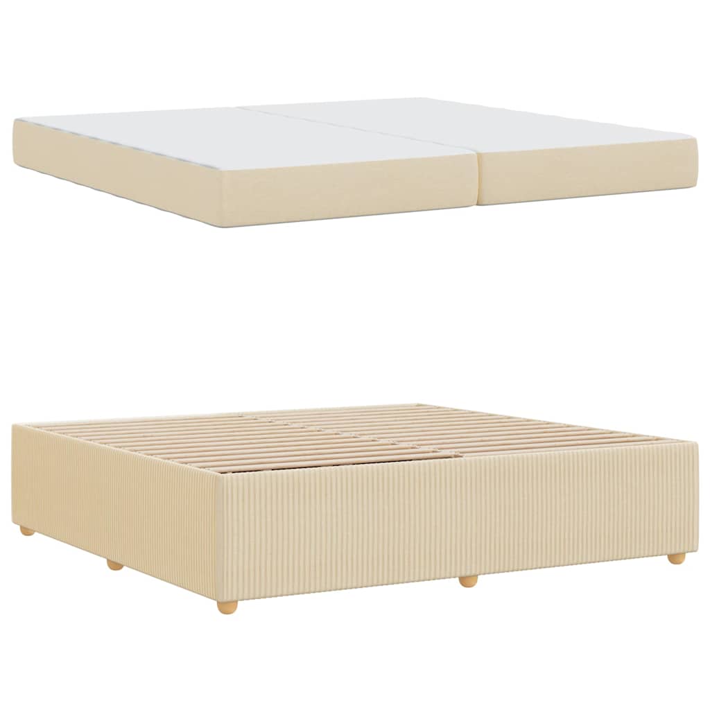 Bedframe met matras Crème 200 x 200 cm Stof is nu te koop bij PeponiXL, paradijselijk wonen!